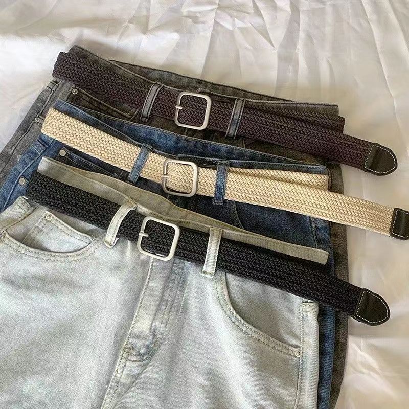 女士合金方扣帆布編織腰帶   帆布編織腰帶/合金方扣帆布帶