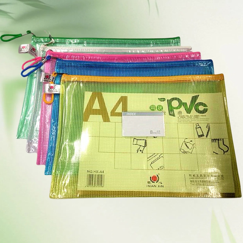 A4網格拉鏈PVC防水分類袋