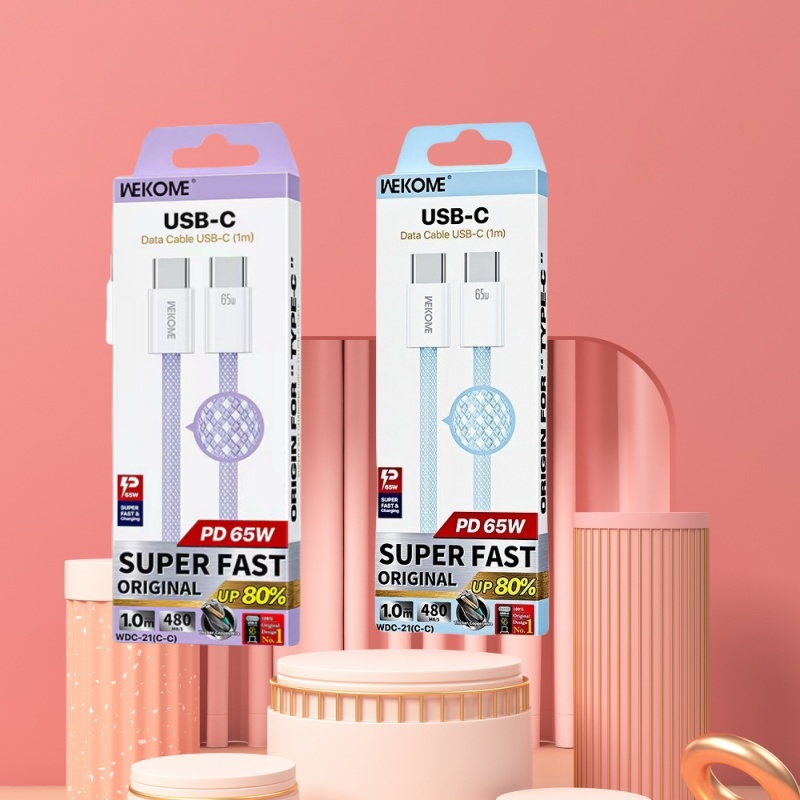 WEKOME维品特 原配65W超快充编织款数据线 WDC-21(C-C) 1M  數據線/傳輸線