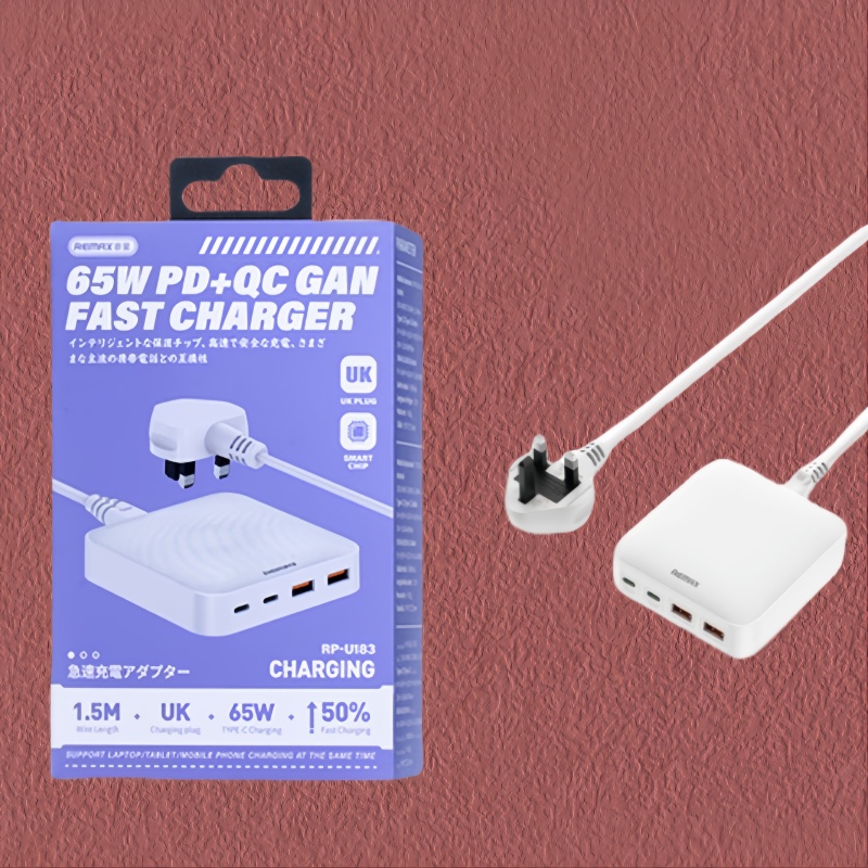 EMAX 東風 65W PD+QC 2A2C氮化鎵快充桌面旅行適配器 RP-U183 英規 充電器/火牛