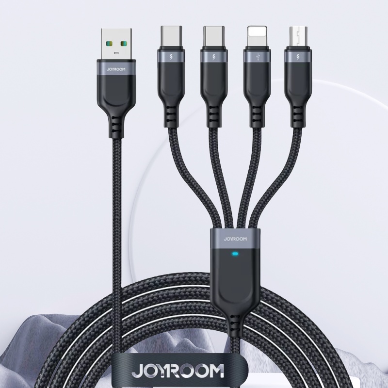 joyroom S-1T4018A18 倍途系列一拖四數據線 USB-A to T-C*2+ip+Micro 充電線/傳輸線