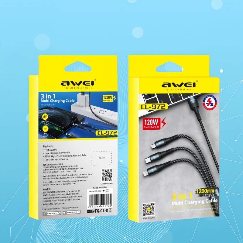 AWEI CL-972三合一快充數據線 充電線/傳輸線