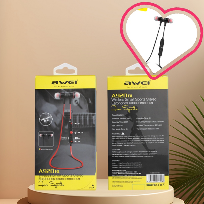 AWEI入耳式藍牙耳機A920BL  耳筒