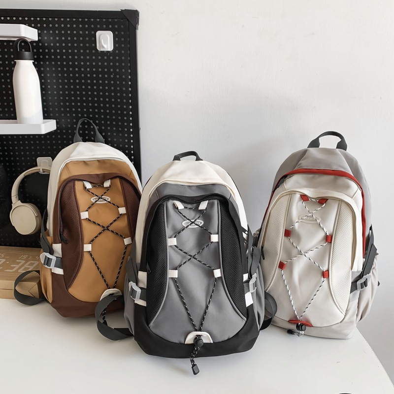 韓版綁帶大容量牛津布雙肩包 背囊/背包