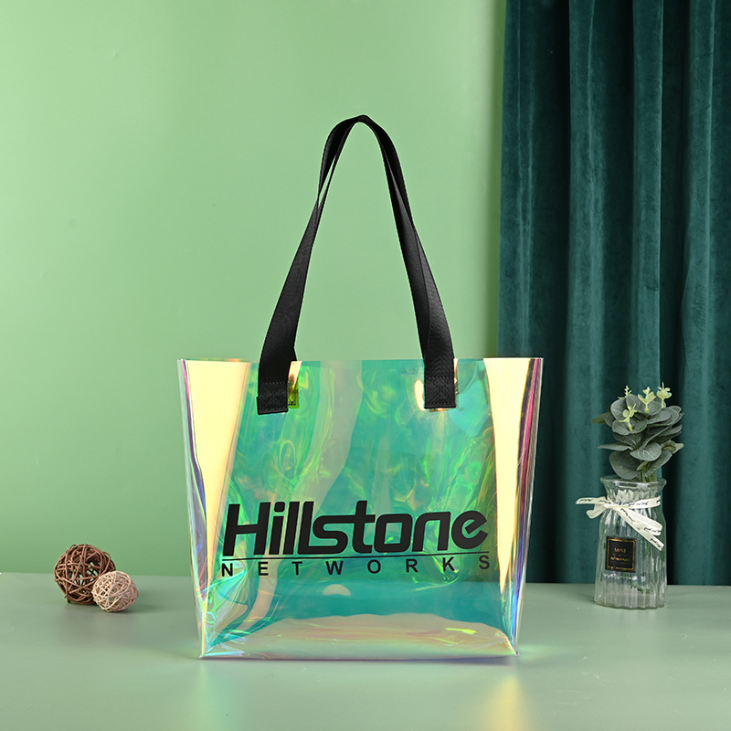 加厚炫彩TPU鐳射透明防水購物袋 斜孭袋/單肩袋